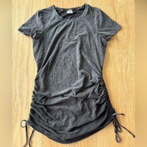 PINK Victoria's Secret Dress Women XL Black Gray Acid Wash Ruched Sides Tee
